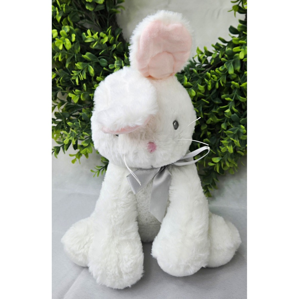 Baby Ganz White Bunny Plush Air Pump Moving Ear Flaps Squeezable Foot Toy